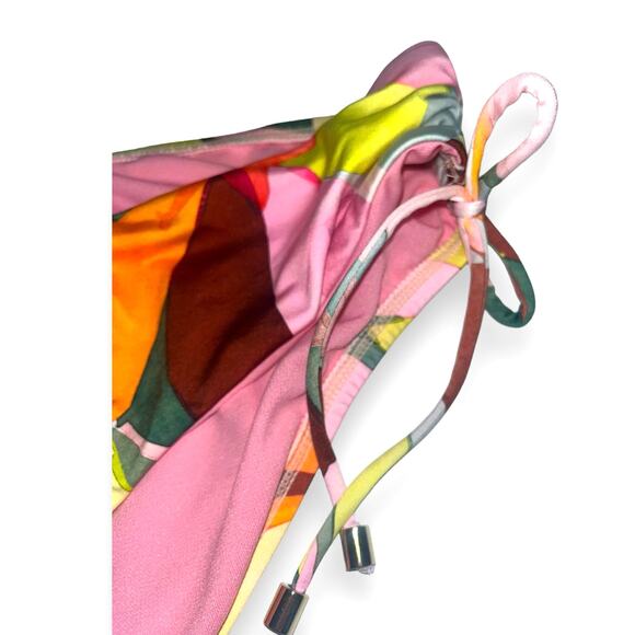 Gibson & Latimer Floral Tunnel Side Tie Mid Rise Swim Bottom | Sz XL, Pink Green - Picture 9 of 13